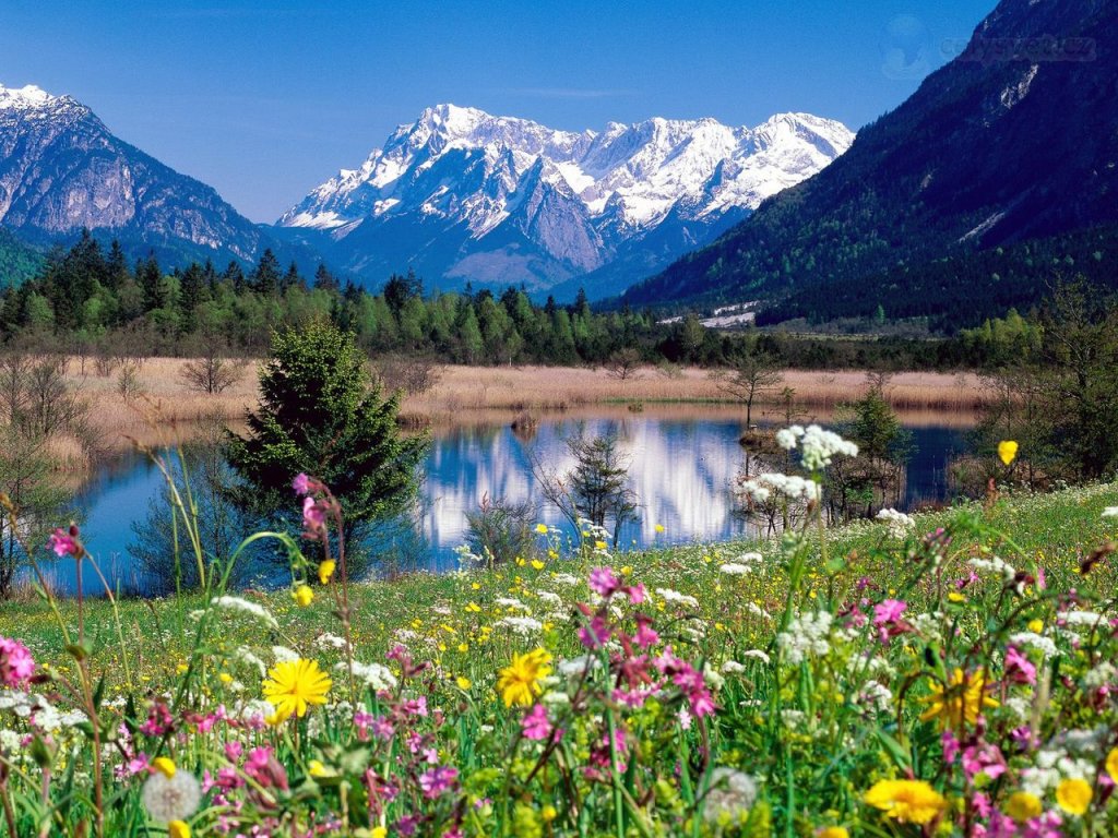 Foto: Loisach River, Wetterstein Mountains, Eschenlohe, Germany